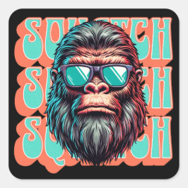 Vintager Squatch Retro Style Comic Pop Art Quadratischer Aufkleber