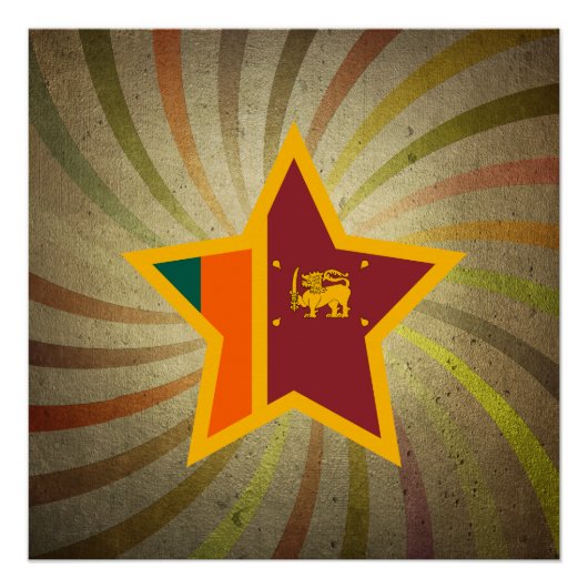 Vintager sri-lankischer Flaggenwirl Poster (Vorderseite)