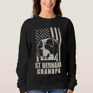 Vintager St. Bernard Grandpa Amerikanische Flagge  Sweatshirt