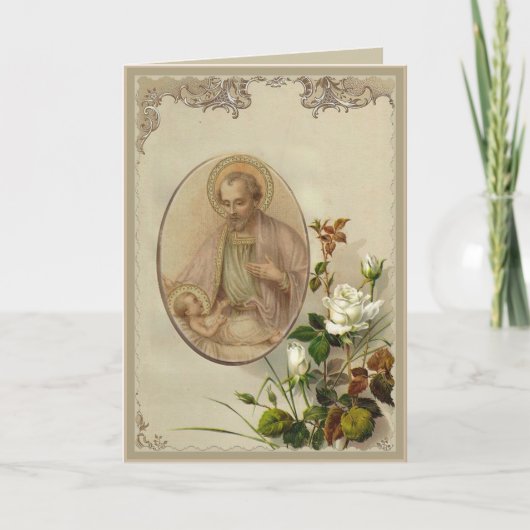 Vintager St. Joseph mit dem Baby Jesus Karte (Vorderseite)