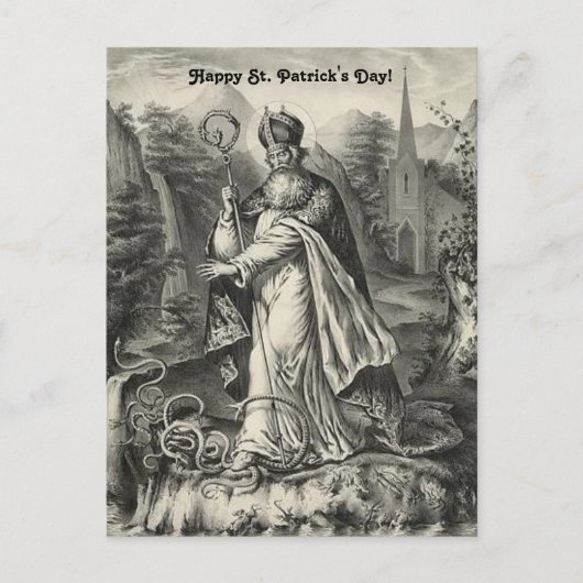 Vintager St. Patrick Chasing Schlangen aus Irland Postkarte (Vorderseite)