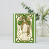 Vintager St. Patrick mit Mitarbeiter Postkarte (Stehend Vorderseite)