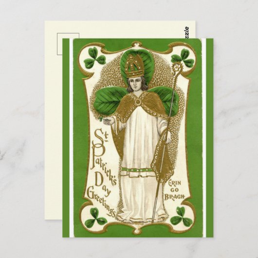 Vintager St. Patrick mit Mitarbeiter Postkarte (Vorne/Hinten)
