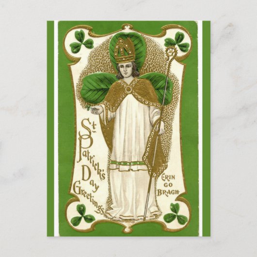 Vintager St. Patrick mit Mitarbeiter Postkarte (Vorderseite)