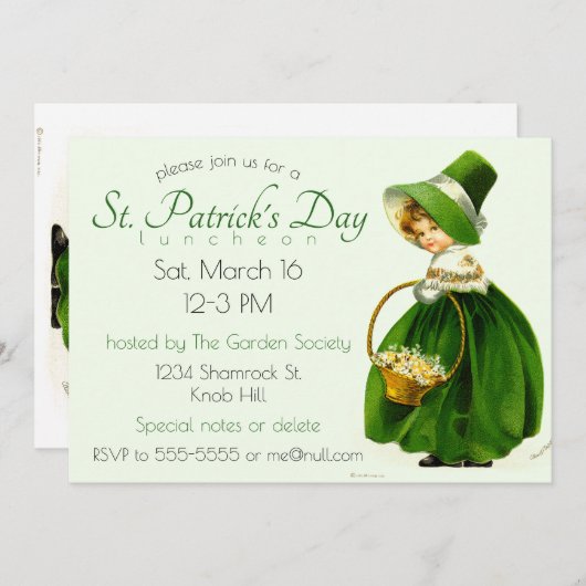 Vintager St. Patrick's Day Einladung (Vorne/Hinten)