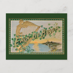 Vintager St. Patrick's Day Erin Go Bragh Postkarte