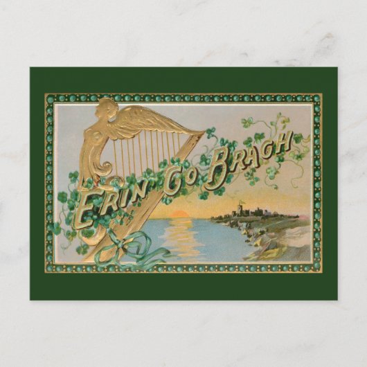 Vintager St. Patrick's Day Erin Go Bragh Postkarte (Vorderseite)