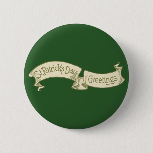 Vintager St. Patrick's Day Gruß Golden Banner Button (Vorderseite)