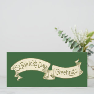 Vintager St. Patrick's Day Gruß Golden Banner Karte