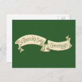 Vintager St. Patrick's Day Gruß Golden Banner Postkarte (Vorne/Hinten)