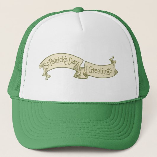 Vintager St. Patrick's Day Gruß Golden Banner Truckerkappe (Vorderseite)