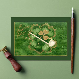 Vintager St. Patrick's Day Gruß mit Kleeblatt Magnetkarte