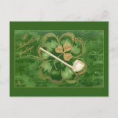 Vintager St. Patrick's Day Gruß mit Kleeblatt Postkarte (Vorderseite)