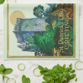 Vintager St. Patrick's Day Gruß mit Schloss Geschirrtuch (Gefaltet)