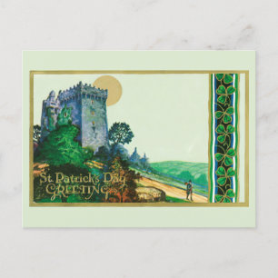 Vintager St. Patrick's Day Gruß mit Schloss Postkarte