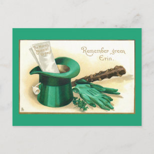 Vintager St. Patrick's Day Gruß mit Top Hat Postkarte