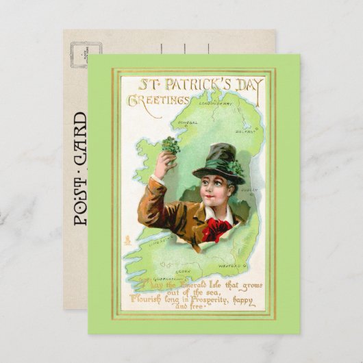 Vintager St. Patrick's Day Gruß Postkarte (Vorne/Hinten)
