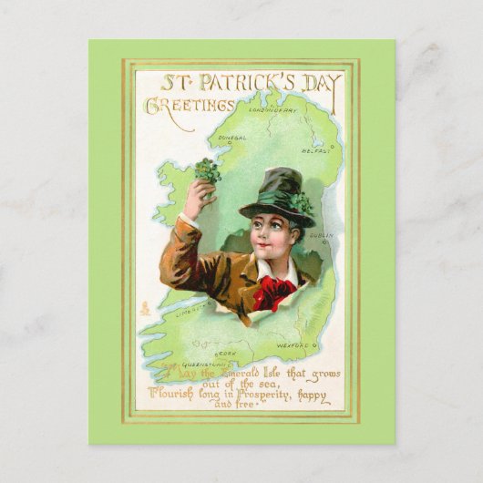Vintager St. Patrick's Day Gruß Postkarte (Vorderseite)