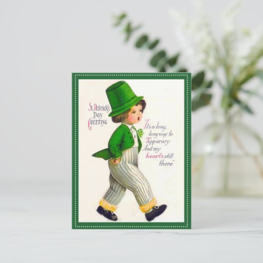 Vintager St. Patrick's Day Gruß Postkarte (Stehend Vorderseite)