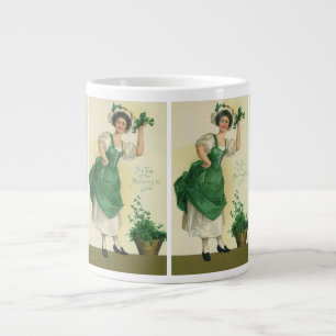 Vintager St. Patrick's Day Irish Lass mit Clovers Jumbo-Tasse