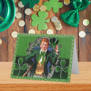 Vintager St. Patrick's Day Irish Man in Green Karte
