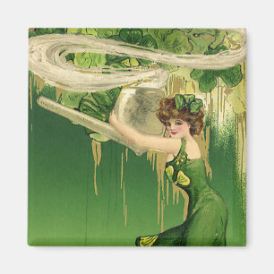 Vintager St. Patrick's Day, Lady Pipe Smoke Wirbel Magnet
