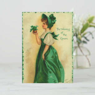 Vintager St. Patrick's Day Lass Green tragen Einladung