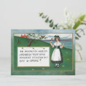 Vintager St. Patrick's Day mit Irish Girl Karte (Stehend Vorderseite)