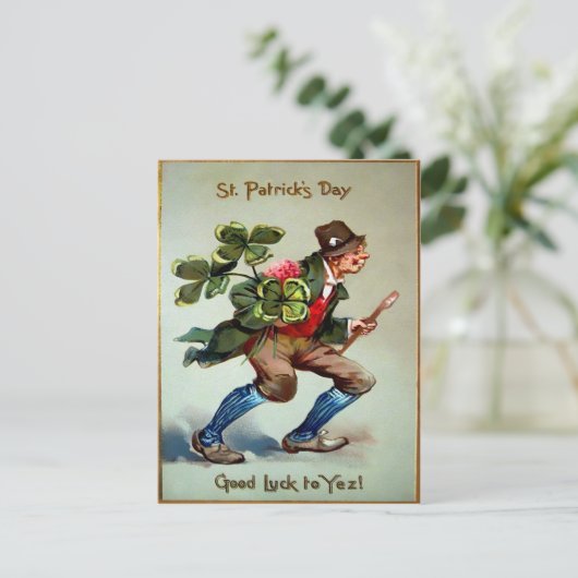 Vintager St. Patrick's Day Postkarte (Stehend Vorderseite)
