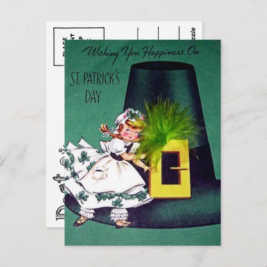 Vintager St. Patrick's Day Postkarte (Vorne/Hinten)
