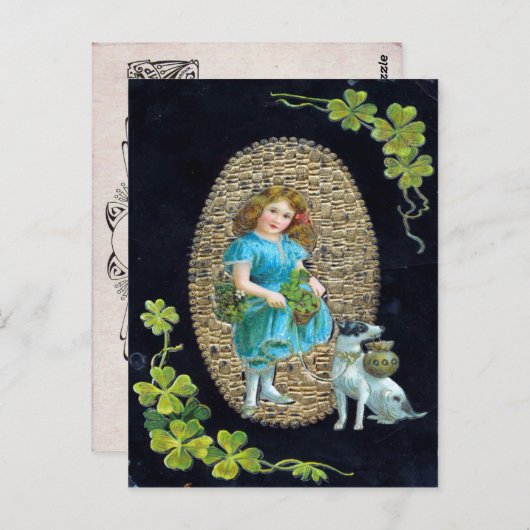 Vintager St. Patrick's Day Postkarte (Vorne/Hinten)