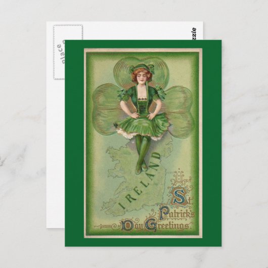 Vintager St. Patrick's Day Postkarte (Vorne/Hinten)