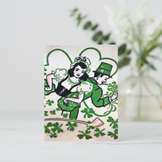 Vintager St. Patrick's Day Postkarte (Stehend Vorderseite)