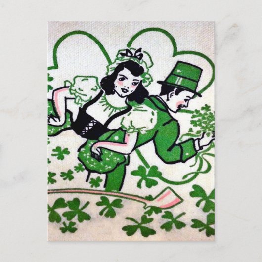 Vintager St. Patrick's Day Postkarte (Vorderseite)