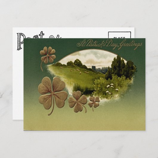 Vintager St. Patrick's Day Postkarte (Vorne/Hinten)