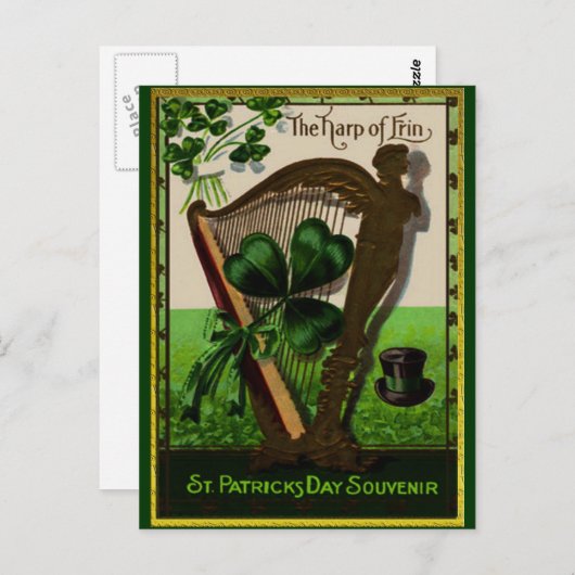Vintager St. Patrick's Day Postkarte (Vorne/Hinten)