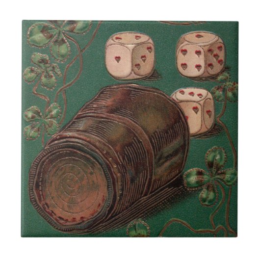 Vintager St. Patrick's Day, Viel Glück Irish Dice Fliese (Vorderseite)