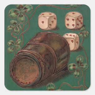 Vintager St. Patrick's Day, Viel Glück Irish Dice Quadratischer Aufkleber