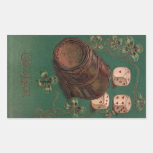 Vintager St. Patrick's Day, Viel Glück Irish Dice Rechteckiger Aufkleber