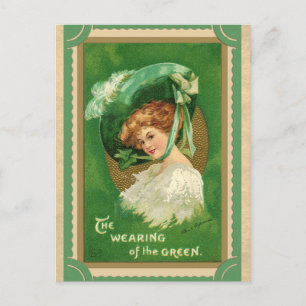 Vintager St. Patricks Day Wearing of the Green Iri Postkarte