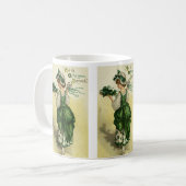 Vintager St. Patrick's Day, Woman Green Kleeblatts Kaffeetasse (Vorderseite Links)