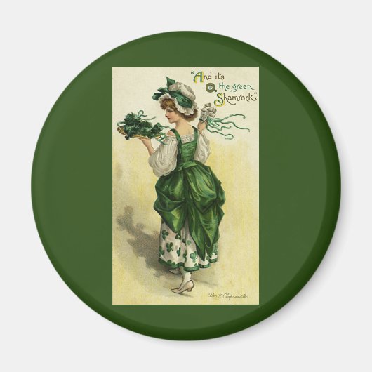Vintager St. Patrick's Day, Woman Green Kleeblatts Magnet (Vorne)