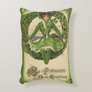Vintager St. Patrick's Day, Wreath mit Irish Lass Dekokissen