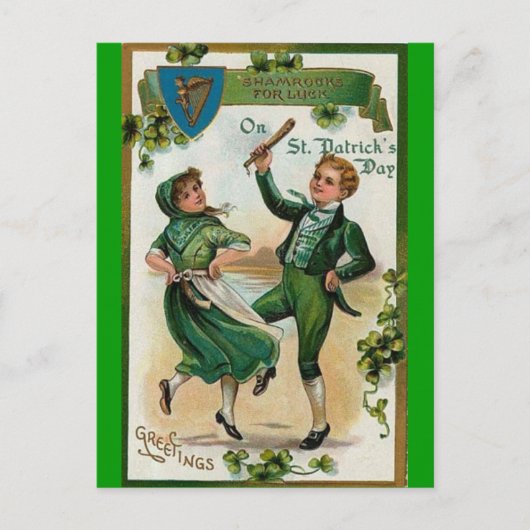 Vintager St. Patricks-Tag Postkarte (Vorderseite)