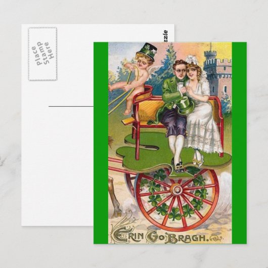 Vintager St. Patricks-Tag Postkarte (Vorne/Hinten)