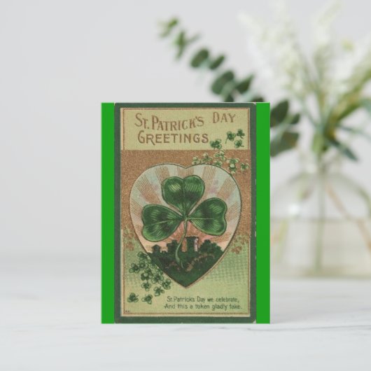 Vintager St. Patricks-Tag Postkarte (Stehend Vorderseite)