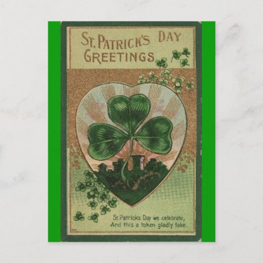 Vintager St. Patricks-Tag Postkarte (Vorderseite)