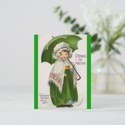 Vintager St. Patricks-Tag Postkarte (Stehend Vorderseite)