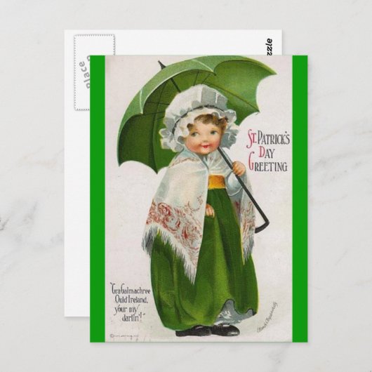 Vintager St. Patricks-Tag Postkarte (Vorne/Hinten)