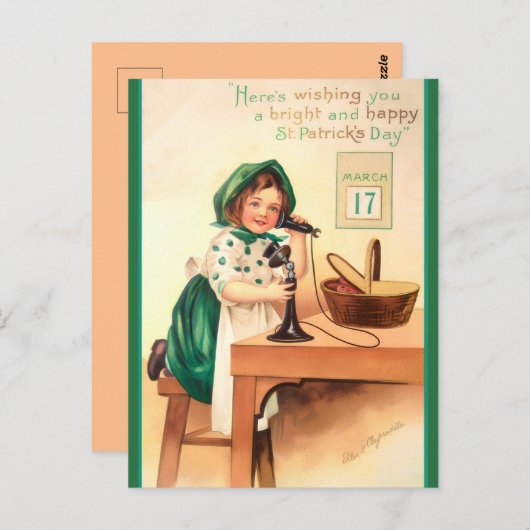 Vintager St. Patricks-Tagesanruf Postkarte (Vorne/Hinten)